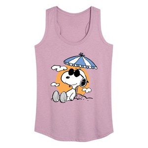 Women's - Peanuts - Snoopy's Beach Day Graphic Racerback Tank - 1 of 4