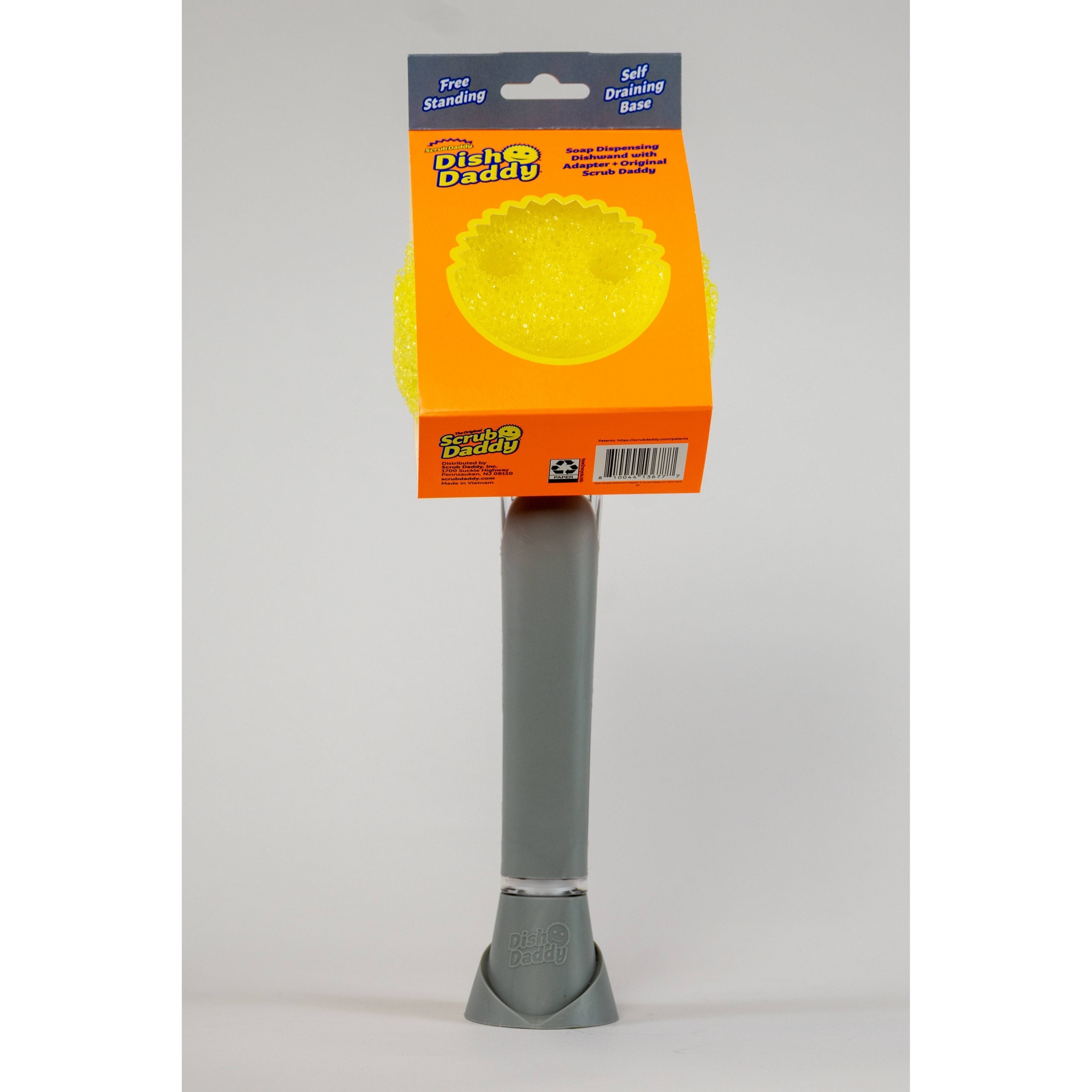 Scrub Daddy Dish Daddy Converter Plate Dishwand with Sponge: Silver, 3.75" Depth, 13.06" Height, 4" Width