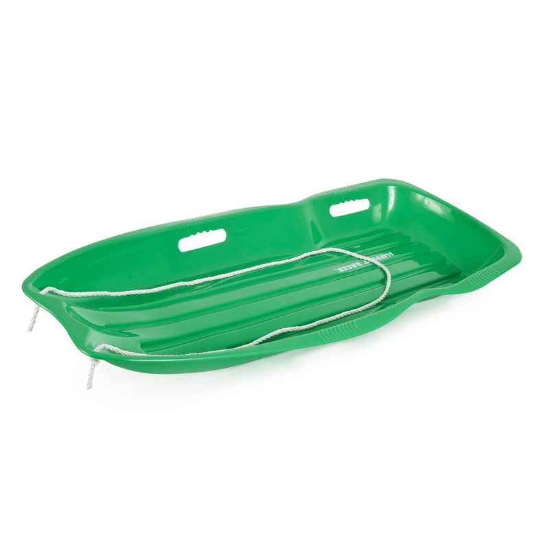 Slippery Racer Downhill Xtreme Flexible Adults and Kids Plastic Toboggan Snow Sled for up to 2 Riders with Pull Rope and Handles, Green, 1 of 7