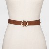 Women's Oval Tapered Center Bar Reversible Belt - A New Day™ Cognac/Black M