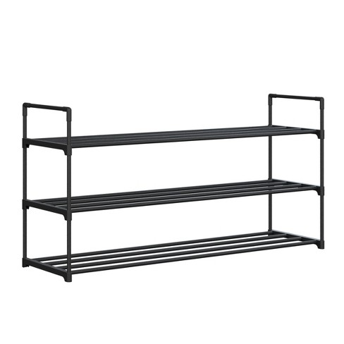 3 Tier Shoe Rack Black Metal With Natural Wood - Brightroom™ : Target