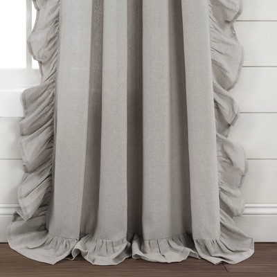 Light Gray Linen Ruffle Rod Pocket Window Panel