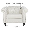 GDFStudio Wright Faux Leather Button-Tufted Upholstered Chesterfield Chair with Birch Legs and Nailhead Trim - 3 of 4