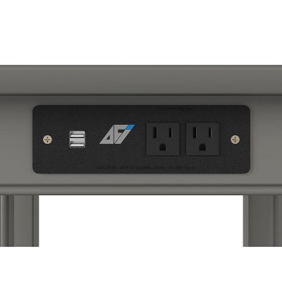 Eco-Friendly Mission Grey Square Wood End Table with Charging Station