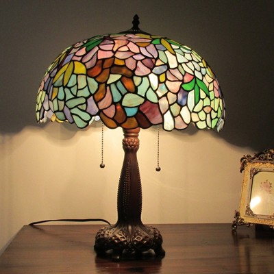 Phoebe 17" Multicolor Stained Glass Table Lamp with Bronze Base