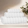 Waffle Textured Stripes Zero Twist Cotton Medium Weight Towel Set by Blue Nile Mills - 2 of 4