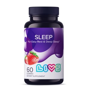 LIVS Sleep Gummies with  Strawberry Taste | Regulates Sleep-Wake Cycle | Vegan, Non-GMO, Gluten-Free Made in USA - 60 ct - 1 of 4
