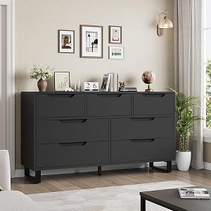 Dresser for Bedroom, 55" Wide Dresser, Freestanding Horizontal Drawer with Storage, Wooden Closet Chest Storage for Living Room, Hallway, Entryway - 1 of 4