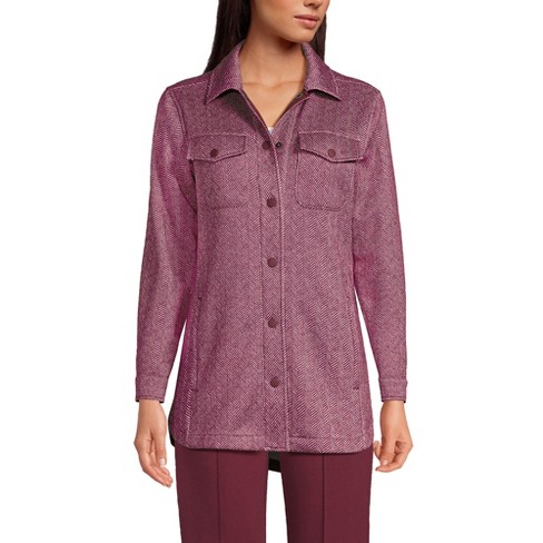 Lands End Women s Sweater Fleece Shirt Jacket X small Rich Burgundy Herringbone Target