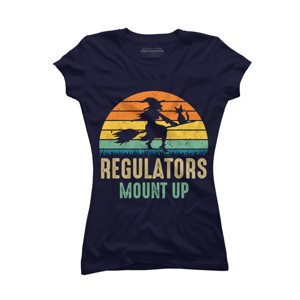 Junior's Design By Humans Regulators Mount Up Halloween Witch By RedBirdLS T-Shirt - 1 of 3