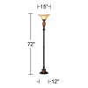 Kathy Ireland Sonnett Vintage Rustic Torchiere Floor Lamp 72" Tall Bronze Faux Marble Alabaster Glass Shade for Living Room Bedroom Office House Home - 4 of 4