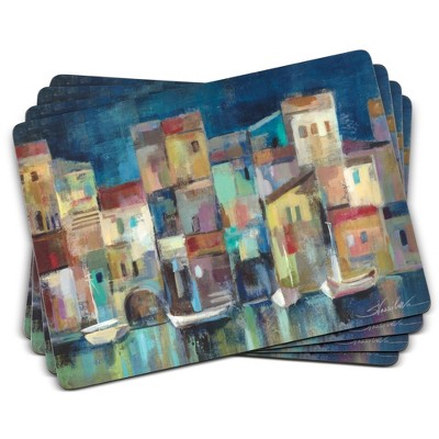 Pimpernel Evening Port Placemats, Set of 4 (15.7” x 11.7”), Cork Backing, Elegant & Durable, Easy to Clean, Protects Surfaces from Heat & Spills