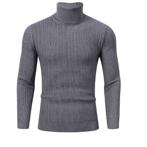 Coolmee Men's Casual Slim Fit Turtleneck Pullover Sweaters Tops with Twist Patterned - 1 of 4