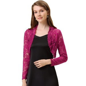 INSPIRE CHIC Women's Elegant Sheer Floral Lace Crop Bolero Shrug - 1 of 4