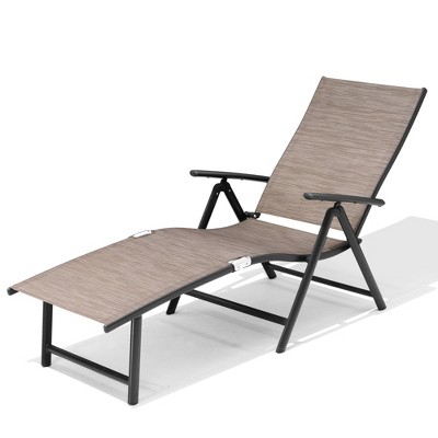 Pellebant Outdoor Aluminum Folding Adjustable Chaise Lounge