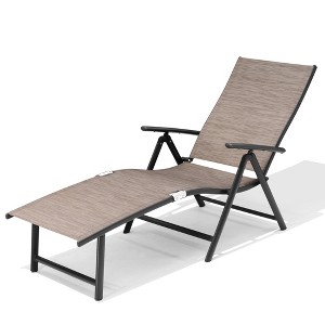 Pellebant Outdoor Aluminum Folding Adjustable Chaise Lounge - 1 of 4