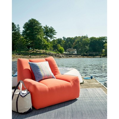 Indigo and White Herringbone 2x3 Reversible Rug