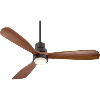 52" Casa Vieja Delta-Wing DC Modern Indoor Outdoor Ceiling Fan with LED Light Oil Rubbed Bronze Solid Wood Damp Rated for Patio Exterior House Home