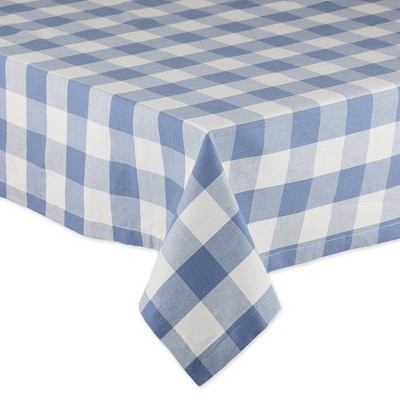 84" x 60" Cotton Buffalo Check Kitchen Tablecloth Blue - Design Imports