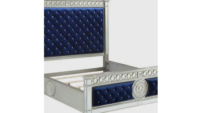 Varian 94&#34; California King Bed Blue Velvet and Mirrored - Acme Furniture, 2 of 7, play video