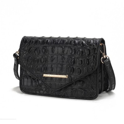 MKF Collection Vanta Women's Crossbody Croc-Embossed Saddle Handbag by Mia K