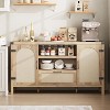 47.2"/59.1" Rattan Buffet Cabinet with Storage, Boho Farmhouse Sideboard with Adjustable Shelves, Drawer, Doors, Kitchen Coffee Bar Cabinet - 2 of 4
