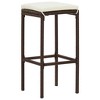 vidaXL 5-Piece Patio Bar Set with Square Solid Acacia Wood Table and PE Rattan Bar Stools - Brown, Cream-White Cushions - 4 of 4