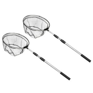 Unique Bargains Extend to 4.9ft Aluminium Alloy Telescopic Pole Round Folding Fishing Net with M8 Thread White+Black 2Packs - 1 of 4