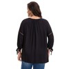 Women's Plus Size Tie Tassel V Neck Hollow Bowknot 3/4 Sleeve Adjustable Cuffs Casual Blouses - Agnes Orinda - 4 of 4