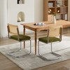 NicBex  Set of 2 Farmhouse Dining Chairs with Natural Cane Back,Velvet Armless Chairs with Stainless Chrome Base for Kitchen,Living Room - 2 of 4