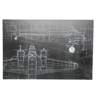 VIP Metal 24.02 in. Gray Vinatge Airplane Wall Art