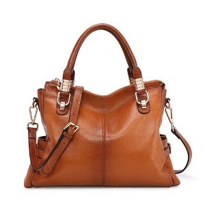 Women's Genuine Leather Purses and Handbags, Satchel Tote Shoulder Bag (Brown) - 1 of 4