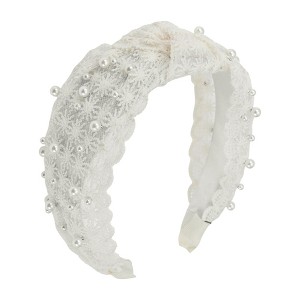 Unique Bargains Women's Faux Pearls Embroidery Headbands 1 Pc - 1 of 4