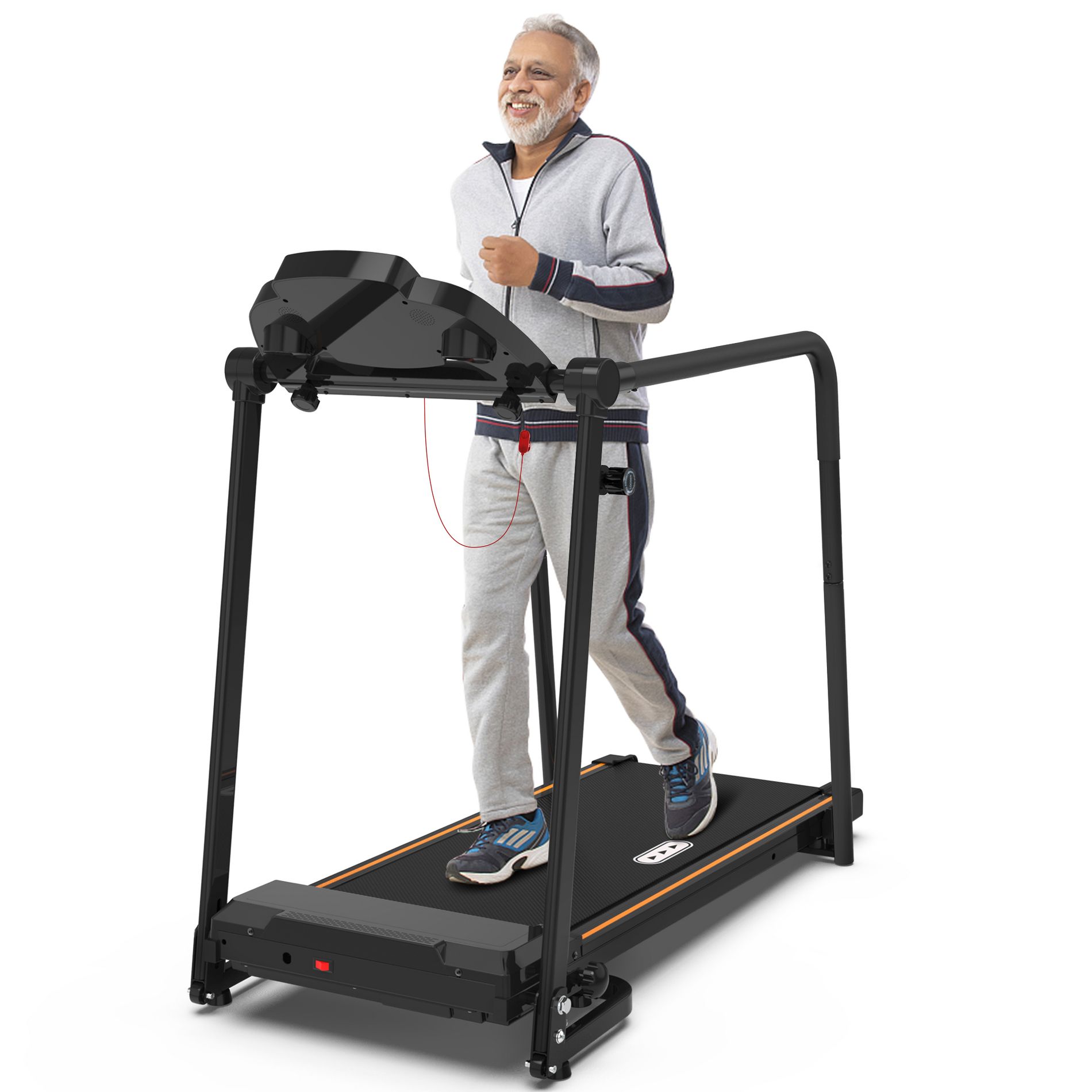Redliro Walking Treadmill with Long Handrails for Seniors 300lbs 2.25HP Recovery Fitness Exercise Machine for Home