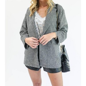 Women's Classy Queen Houndstooth Boyfriend Blazer - mittoshop - 1 of 4