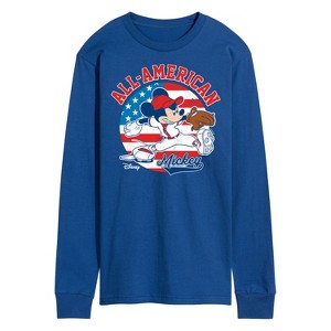 Men's - Disney - Mickey Americana Baseball Long Sleeve Graphic T-Shirt - 1 of 4