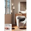 Franklin Iron Works Modern Industrial Tree Floor Lamp with USB Port 66" Tall Oiled Bronze Metal 3-Light Amber Seedy Glass for Living Room Reading - 2 of 4