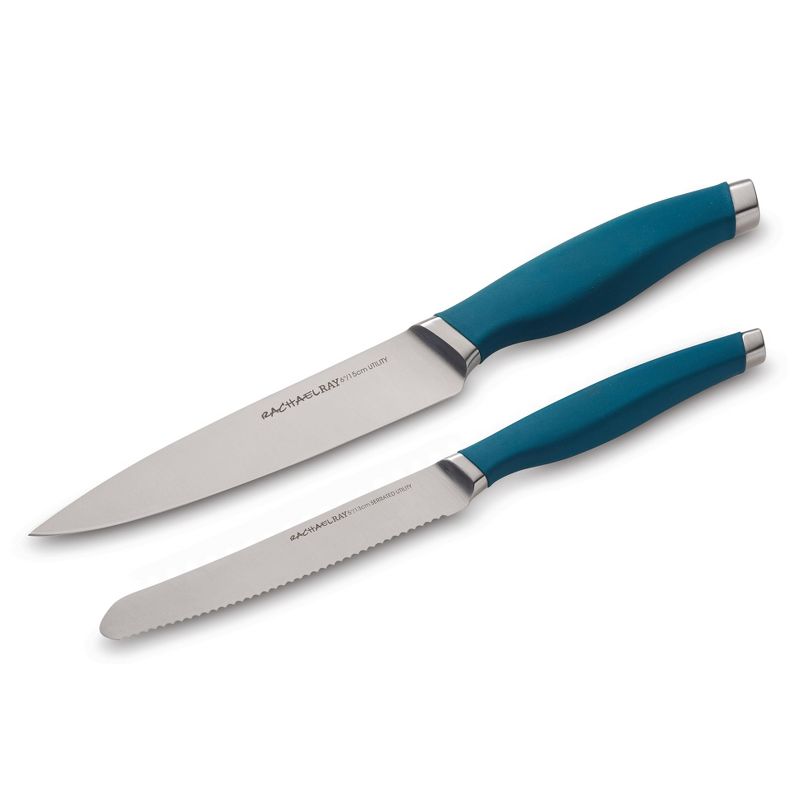 Rachael Ray 2pc Stainless Steel Utility Knife Set Teal, 1 of 6