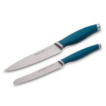 Rachael Ray 2pc Stainless Steel Utility Knife Set Teal