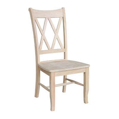 Elegant White Solid Wood High Cross-Back Side Chair, Set of 2
