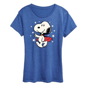 Women's - Peanuts - Snoopy Vampire Stars Glow In The Dark Short Sleeve Graphic T-Shirt - 1 of 4