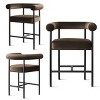 Set of 3 Velvet Upholstered Counter Height Stools, Modern Kitchen Island Stools with Armrests and Footrest for Home Bar-Maison Boucle - 4 of 4