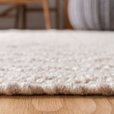 Beige Flat Woven Handmade Wool Area Rug, 9' x 12'