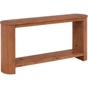 Lantine 63" Long Solid Wood Console Table, Farmhouse 2-Tier Narrow Sofa Entryway Table for Living Room, Hallway, Easy Assembly - 1 of 4