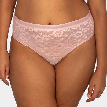 Curvy Couture Women's Plus Size No-show Lace G-string Panty Blushing Rose 3x  : Target