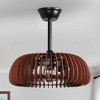 Kaisite Modern Oval Pendant Light with Wood Slat Shade, Rustic Brown for Dining Room - 3 of 4