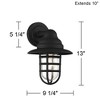 John Timberland Marlowe Farmhouse Rustic Wall Light Sconce Matte Black Hardwire 9 1/4" Fixture Metal Cage Clear Glass for Bedroom Living Room Hallway - 4 of 4