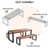 3-Piece Outdoor Patio Picnic Dining Set with 2 Benches, Acacia Wood Top & Steel Frame - 4 of 4
