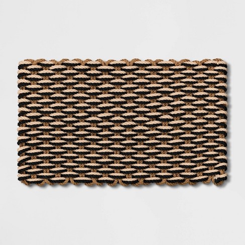 1'6x2'6 Rope Braided Basket Weave Doormat Black/brown/cream
