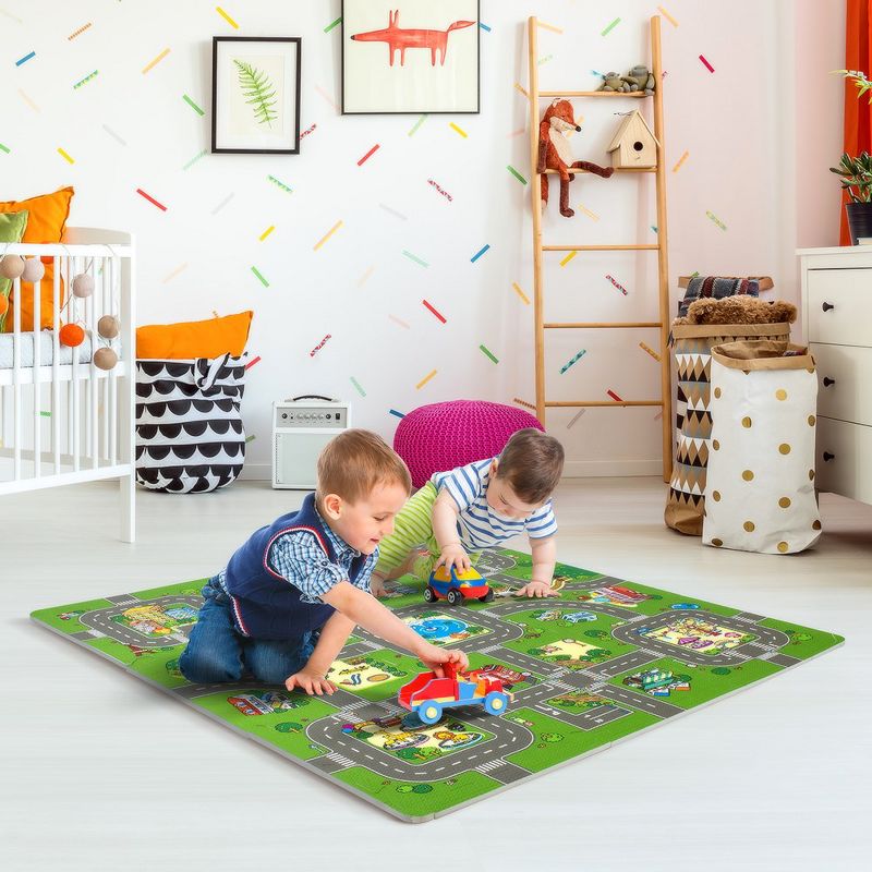 Sorbus Traffic Play mat Puzzle Foam Interlocking Tiles – Kids Road Traffic Play Rug - Children Educational Playmat Rug (9 Tiles with Borders), 2 of 6